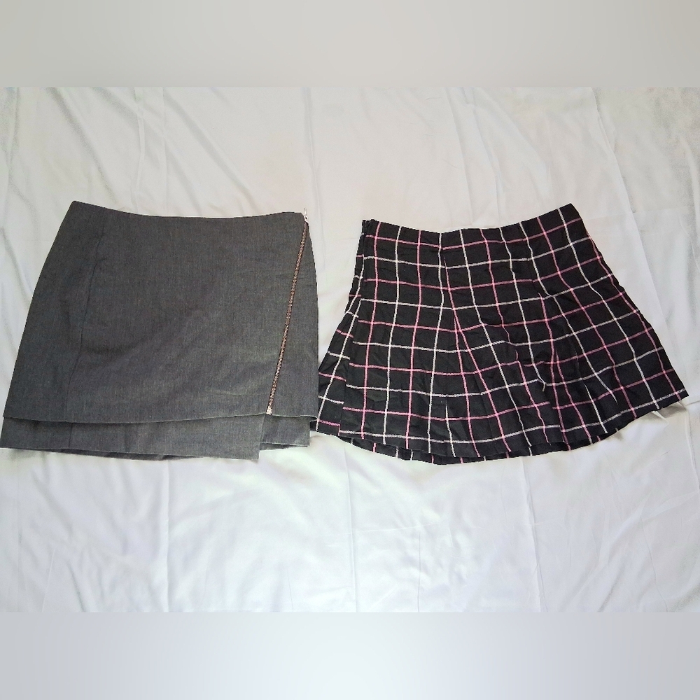 H&M Gray Skirt and Black Plaid Skirt Set